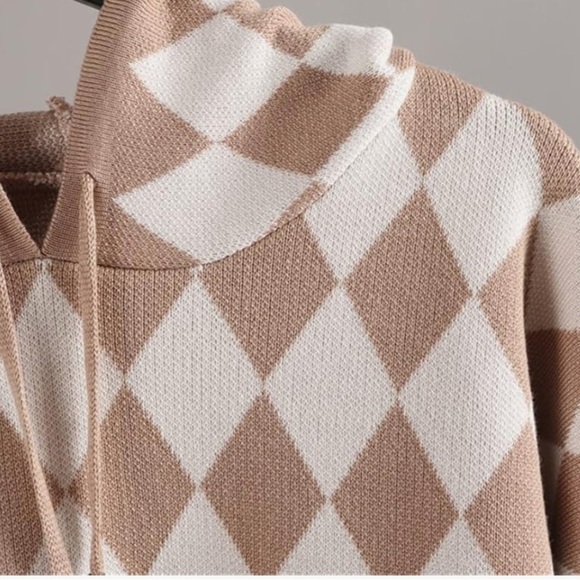 Favorite Girl knitted 2 piece khaki hooded sweater pocket harem pants w stripe - Picture 4 of 16